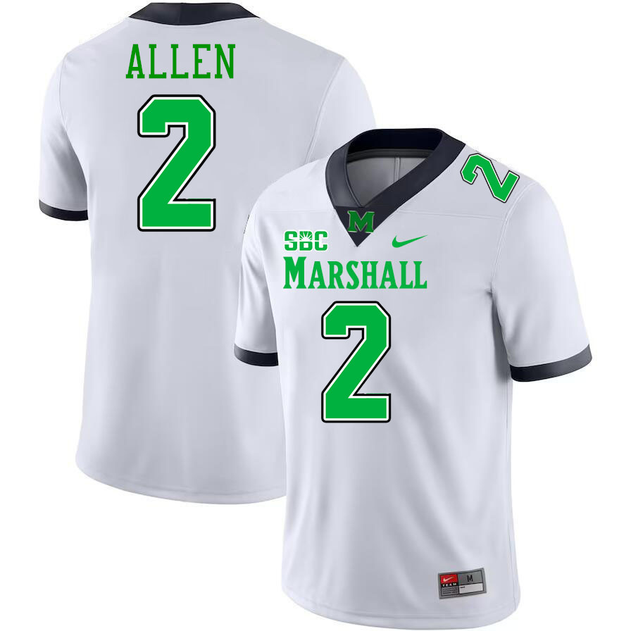 Marshall Thundering Herd #2 Michael Allen College Football Jerseys Stitched-White Marshall Thundering Herd #2 Michael Allen College Football Jerseys Stitched-White